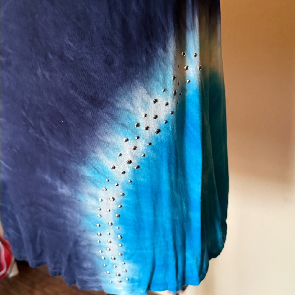 Blue and White Tie-Dye Women's Halter Top - Picture 2 of 9